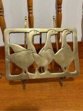 Vintage 1983 Omnibus Solid Brass Geese Trivet Goose Cottage Farmhouse